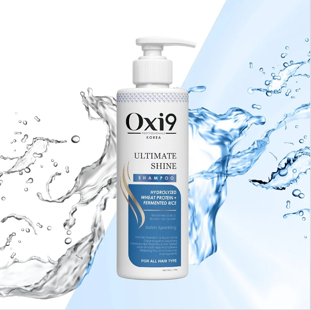 Oxi9 Professionals KOREA Ultimate Shine Shampoo with Hydrolyzed Wheat Protein and Fermented Rice, For All Hair Types