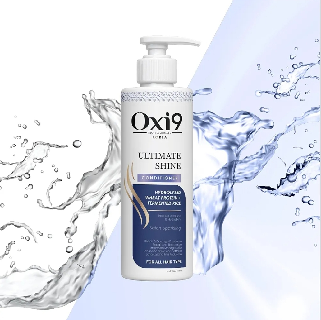 Oxi9 Professionals KOREA Ultimate Shine Conditioner, Hydrolyzed Wheat Protein, Fermented Rice, All Hair Types, 1 litre