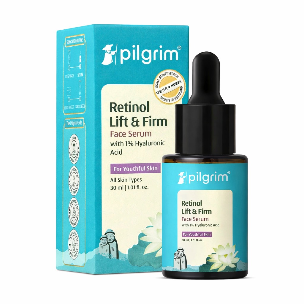PILGRIM Korean 0.5% Retinol & 1% Hyaluronic Acid Lift & Firm Anti Aging Serum | Retinol serum for face| Reduce Fine Lines & Wrinkles|For Men & Women |All Skin Types|30ml