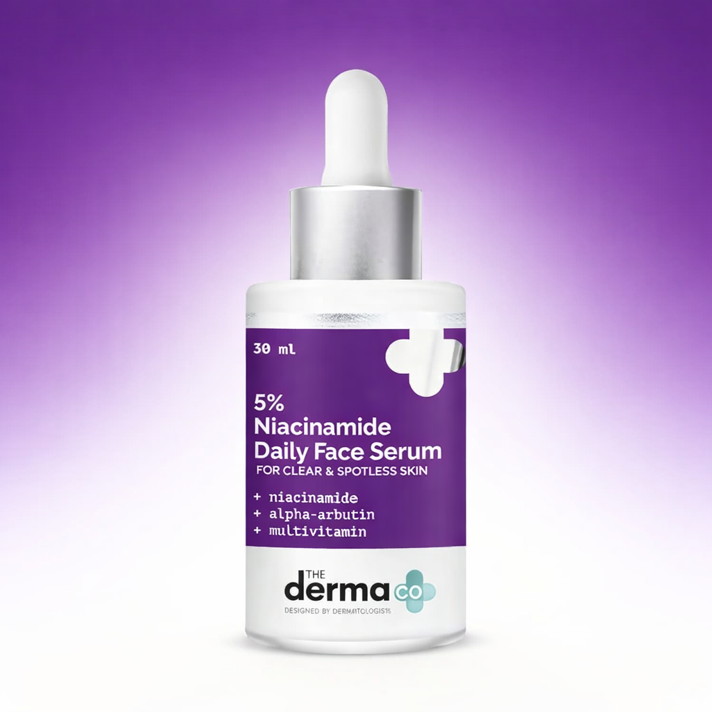 The Derma Co 5% Niacinamide Daily Face Serum with Alpha Arbutin & Multivitamin - 30ml | Clears Skin | Fades Spots