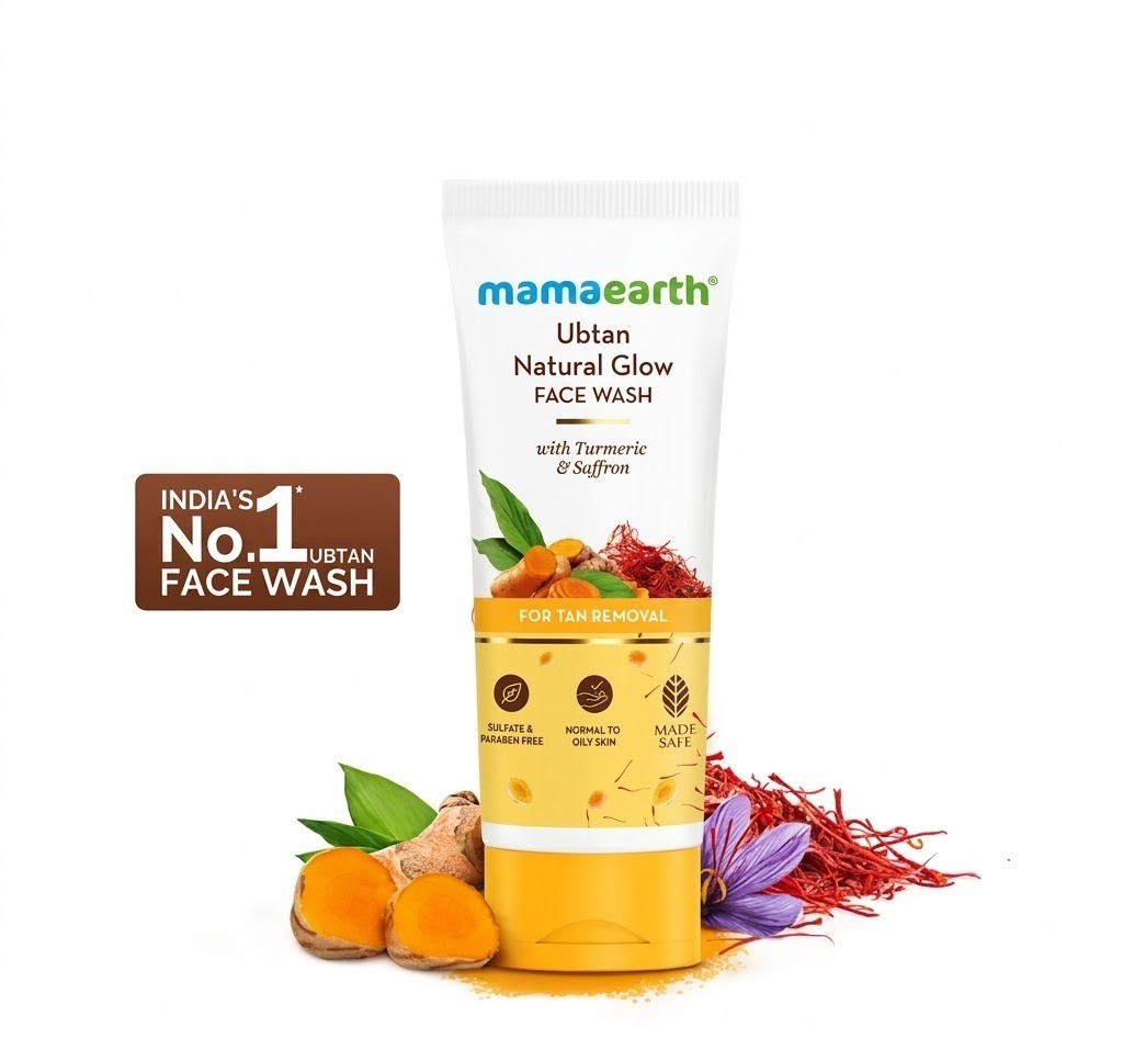 Ubtan Natural Glow Face Wash with Turmeric & Saffron for Tan Removal – 200 ml