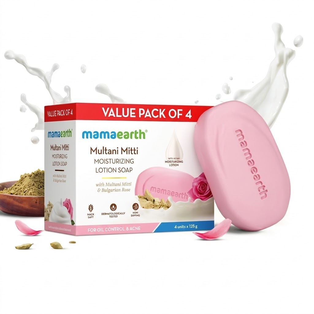 Multani Mitti Moisturizing Lotion Soap (Value Pack of 4) - 125 g X 4