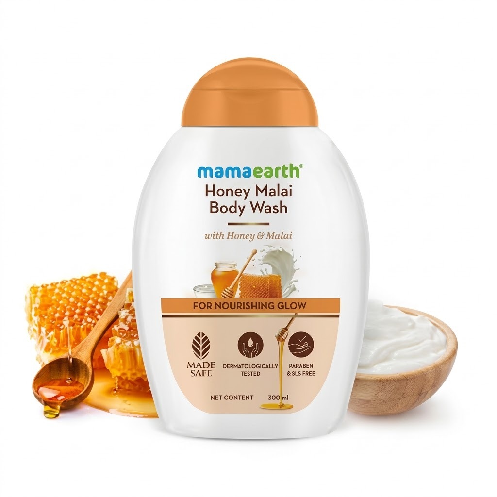 Honey Malai Body Wash with Honey & Malai for Nourishing Glow - 300 ml