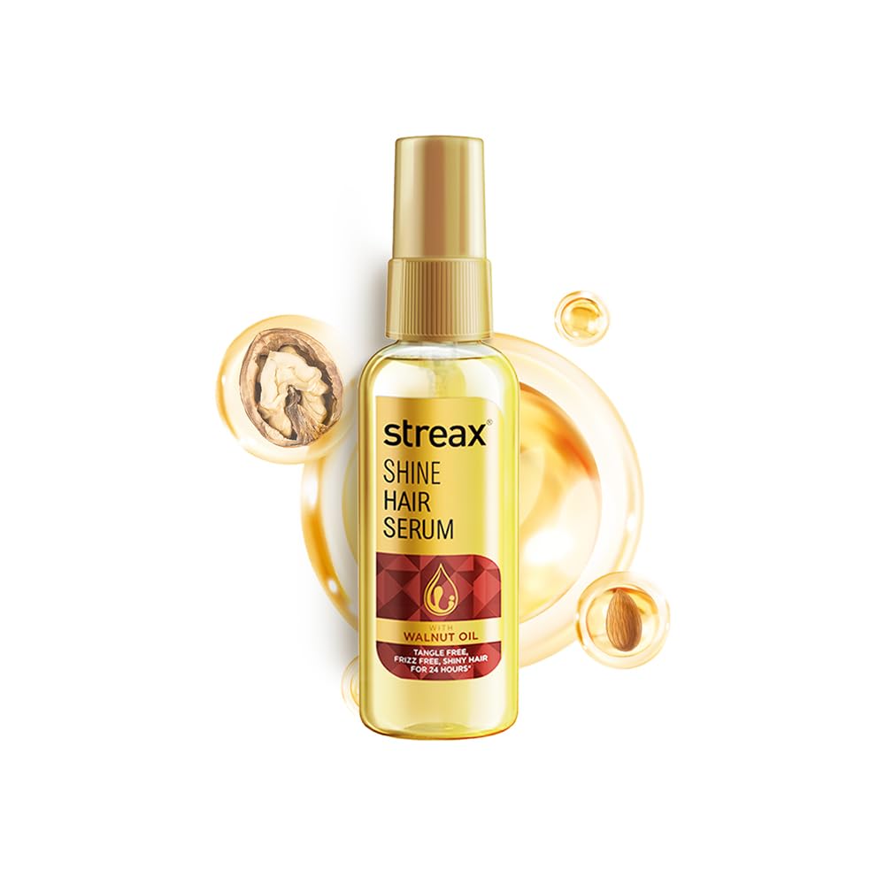 Streax Hair Serum 50ml, Hair serum for Dry & Frizzy Hair,for Women & Men, for Curly Hair, Wavy Hair, Straight Hair, Silk & Shine Vitalised with Walnut Oil
