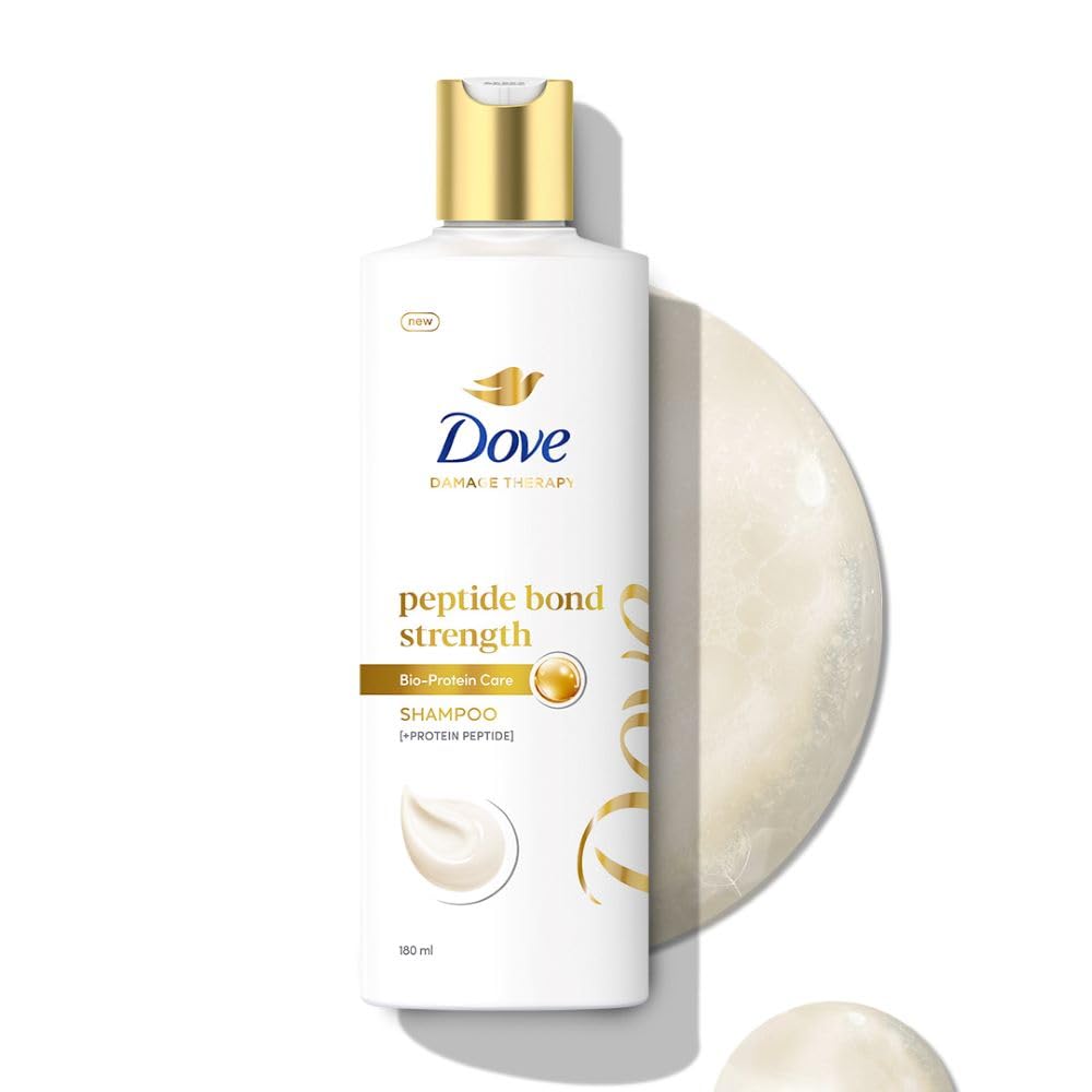 Dove Peptide Bond Strength Shampoo for Dry & Damaged Hair - 180 ml | Enriched with PROTEIN PEPTIDES | Reconstructs broken Bonds for 20X Stronger Hair